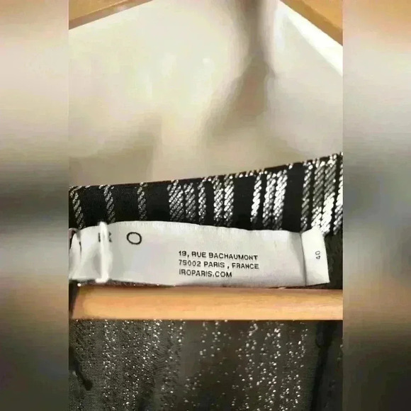 NWT IRO Silver Black Flowy Eureka Poly Long Sleeve Sparkle Plunge Dress 40EU 8US - Picture 4 of 6